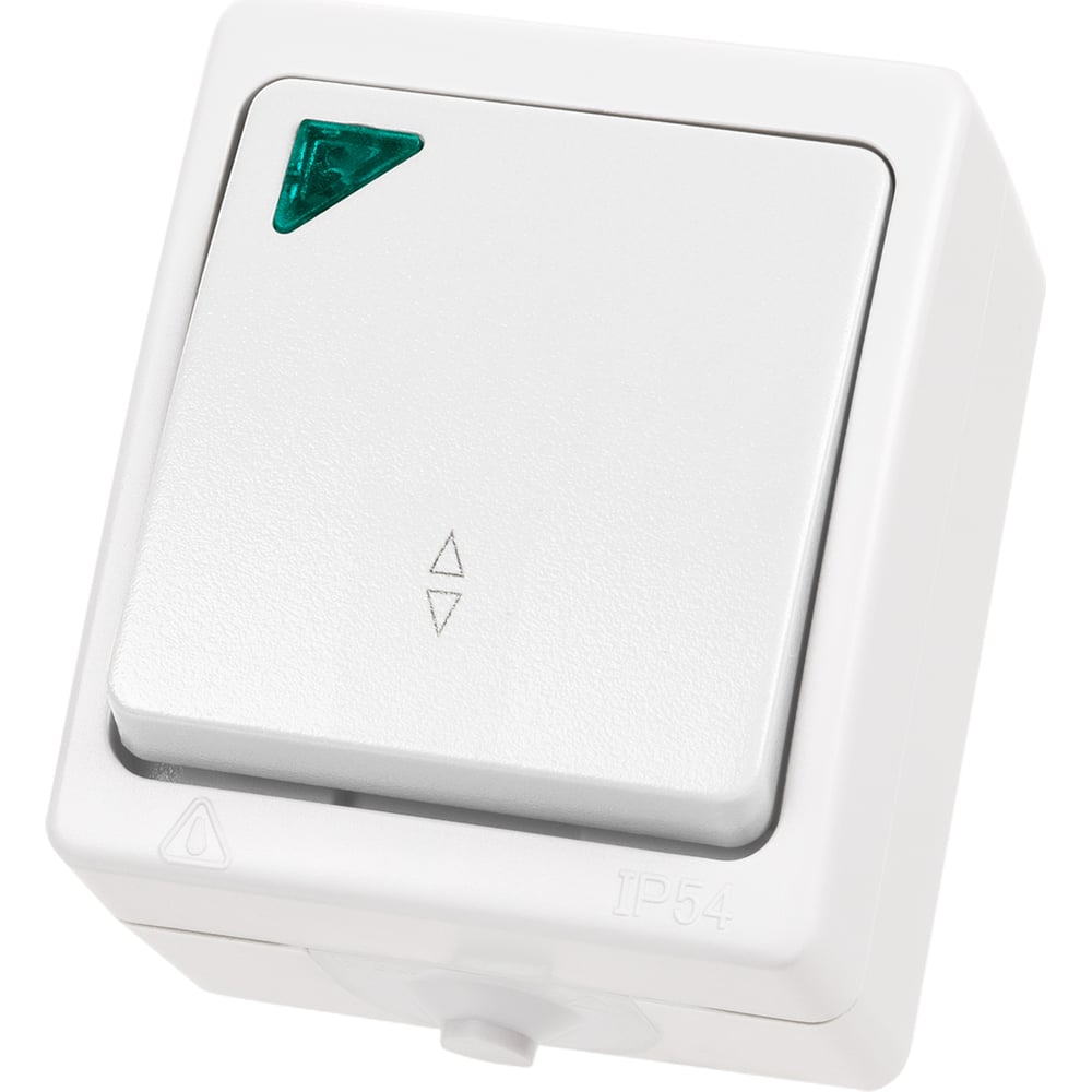 Изображение товара Переключатель на 2 направления TDM ELECTRIC 1-кл. с подсветкой открытой установки IP54 10А белый "Вуокса" SQ1803-1005