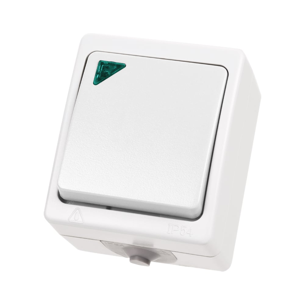 Изображение товара Переключатель белый на 2 направления 1-клавишный с подсветкой TDM ELECTRIC