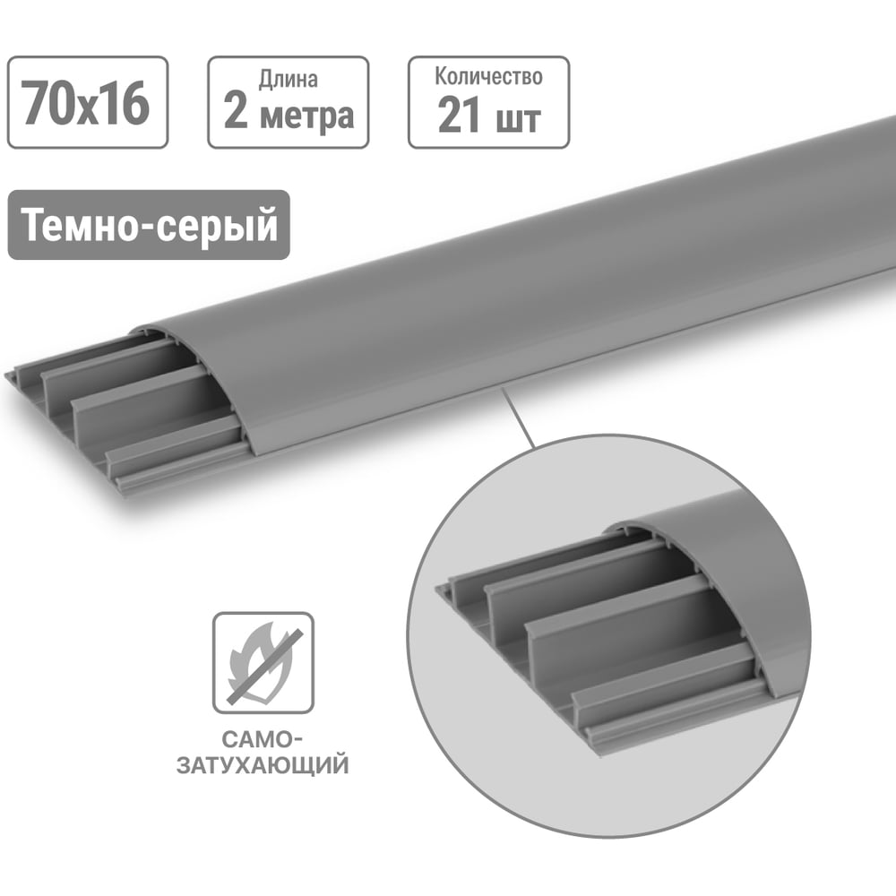 Изображение товара Напольный кабель-канал TDM ELECTRIC 70x16 темно-серый 42 м