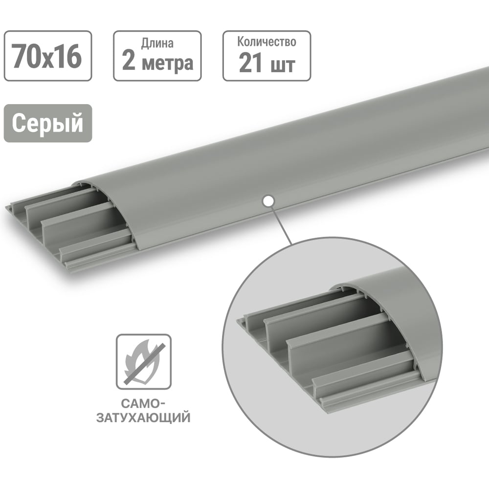 Изображение товара Напольный кабель-канал TDM ELECTRIC 70x16 серый 42 м упаковка