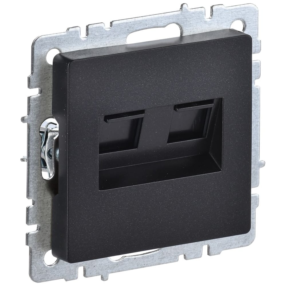 Изображение товара 2-ная компьютерная розетка RJ45 кат.6 IEK Brite черная BR-K20-2-K02