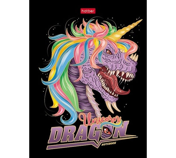 Изображение товара Бизнес-блокнот Hatber 80 л, А6, 112x151 мм, клетка, твердый переплет, матовая ламинация, 3D фольга, дракон-единорог, 36 шт в упаковке 072157