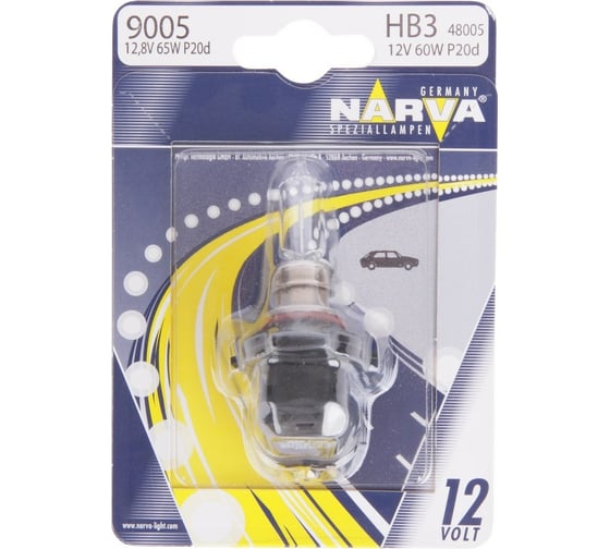 Изображение товара Автолампа NARVA HB3 9005 60 P20d блистер 12V 1 10 480054000