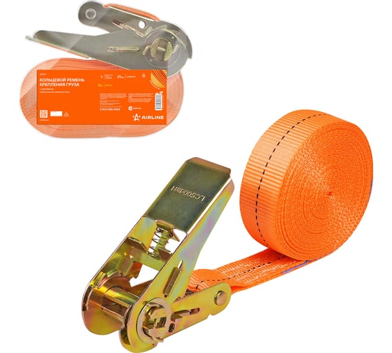 Изображение товара Ремень крепления груза с храповиком AIRLINE кольцевой, 1 т, 10 м AST51