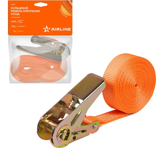 Изображение товара Ремень крепления груза с храповиком AIRLINE кольцевой, 600 кг, 10 м AST47