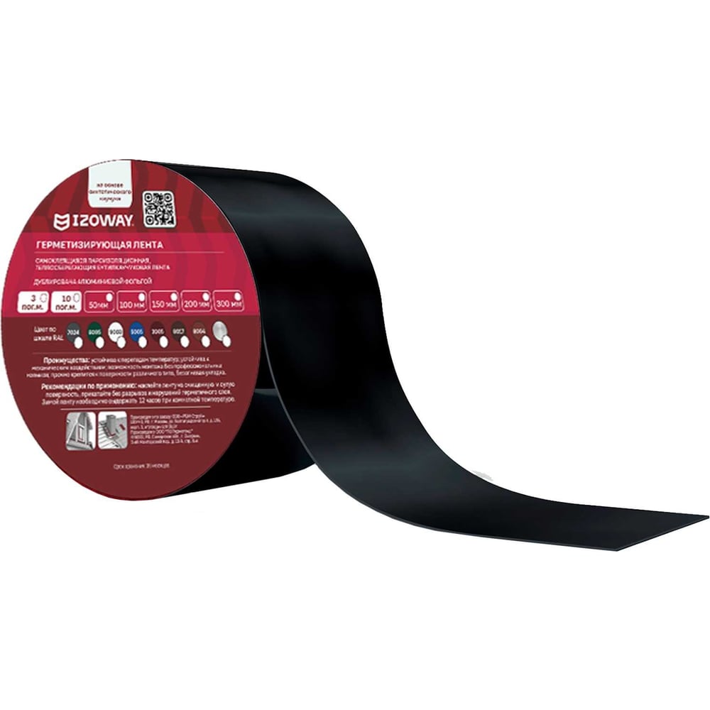 Изображение товара Герметизирующая лента IZOWAY 100х0.6 мм 3 м графит самоклеящаяся