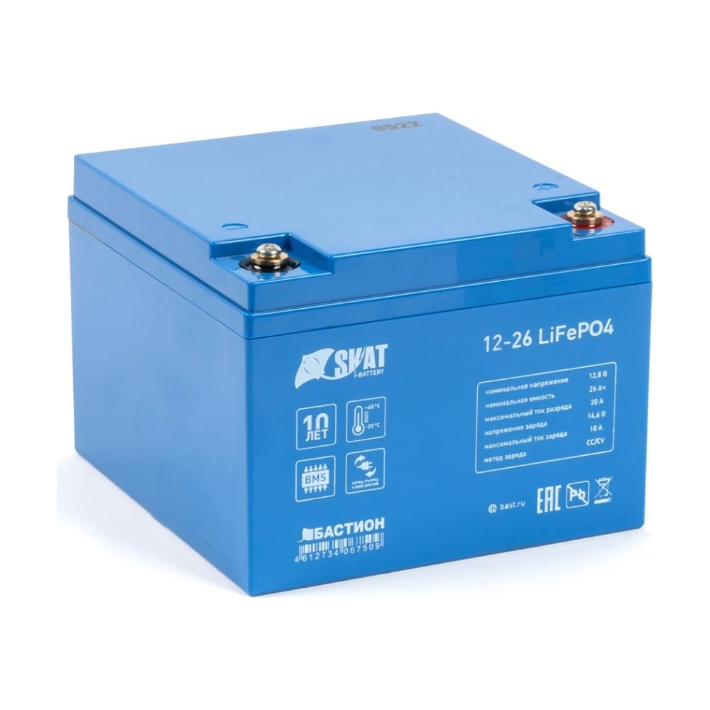 Изображение товара Литий-железо-фосфатный аккумулятор Skat i-Battery 12-26 LiFePO4 Бастион 648 26 А*ч