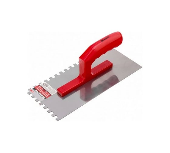 Изображение товара Гладилка стальная, 280 х 130 мм, зеркальная полировка, пластмассовая ручка, зуб 10 х 10 мм MATRIX 86779