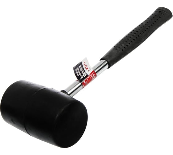 Изображение товара Киянка ЛОМ металлическая обрезиненная рукоятка, черная резина, 500 г 1721814