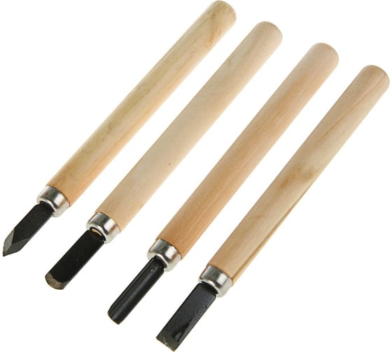 Изображение товара Набор резцов по дереву ЛОМ деревянная рукоятка, 4 шт. 2303622