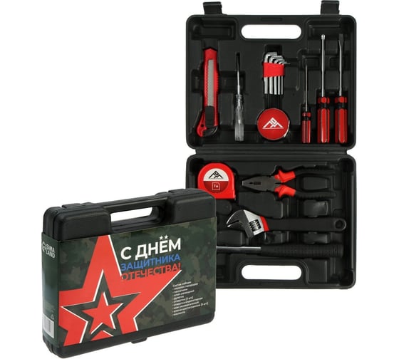 Изображение товара Набор инструментов ЛОМ в подарочном кейсе к 23 февраля, 15 предметов 9305217