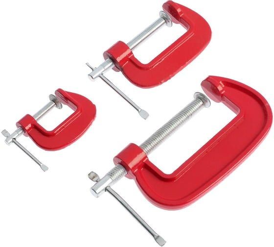 Изображение товара Набор G-образных струбцин ЛОМ 1"-2"-3"/25-50-75 мм, 3 шт. 1818184