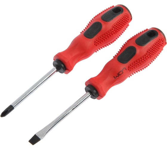 Изображение товара Набор отверток ЛОМ магнит, двухкомпонентные рукоятки, PH2/SL6x75 мм, 2 шт. 5429974