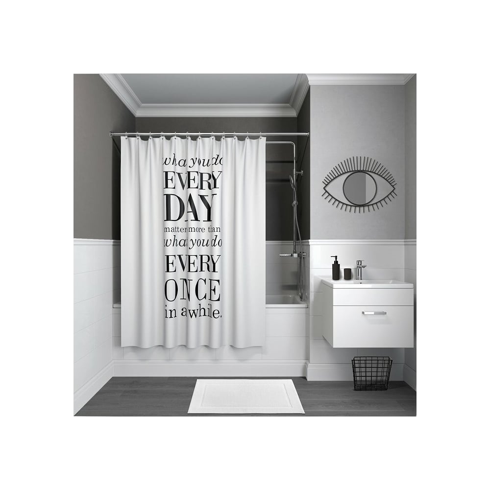 Штора для ванной комнаты IDDIS каллиграфическая пропись пишем слова