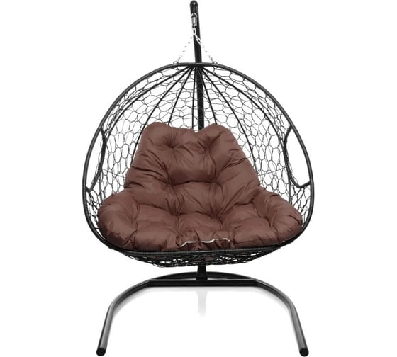 Изображение товара Подвесное кресло M-GROUP ДЛЯ ДВОИХ с ротангом коричневое, коричневая подушка 11450205