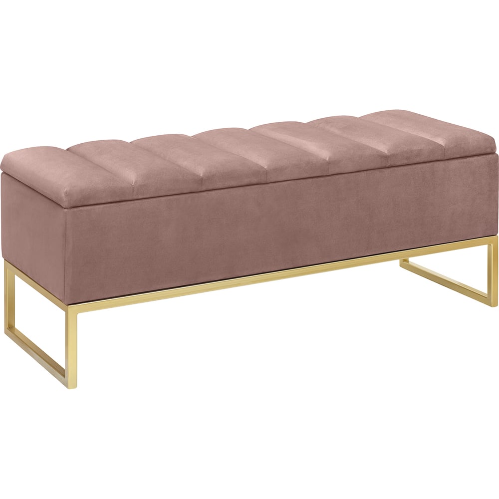 Изображение товара Банкетка GreenWeen CUBE с ящиком для хранения, велюр, золотой каркас, размерами 1100x400x450 мм