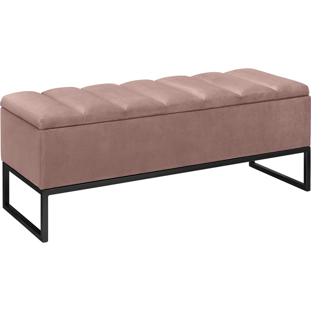 Изображение товара Банкетка GreenWeen CUBE с ящиком для хранения, черный каркас, сидение велюр цвет Mocco, Bulon, 1100x400x450 GW-CUBE-Mocco-110B-BL