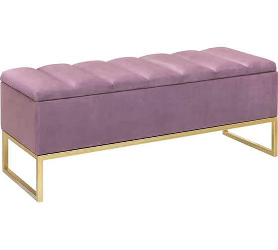 Изображение товара Банкетка GreenWeen CUBE с ящиком для хранения, золотой каркас, сидение велюр цвет Dusty Pink, Bulon, 1100x400x450 GW-CUBE-DP-110G-BL