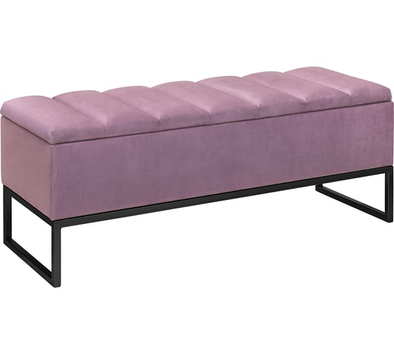 Изображение товара Банкетка GreenWeen CUBE с ящиком для хранения, черный каркас, сидение велюр цвет Dusty Pink, Bulon, 1100x400x450 GW-CUBE-DP-110B-BL