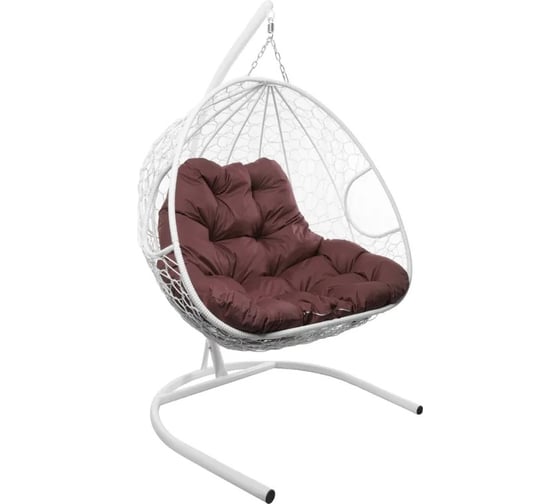 Изображение товара Подвесное кресло M-GROUP ДЛЯ ДВОИХ с ротангом белое, бордовая подушка 11450102