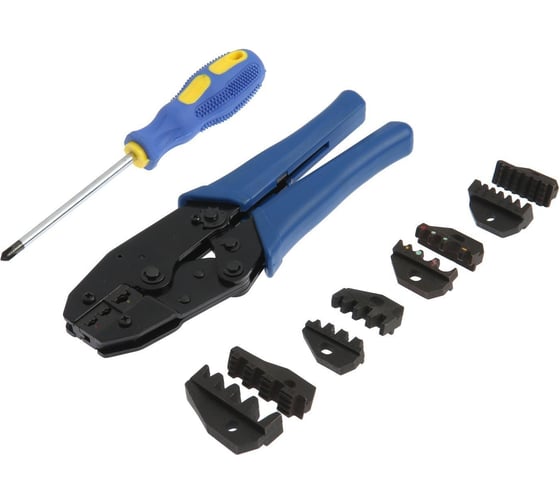 Изображение товара Пресс-клещи ТУНДРА в сумке, 5 матриц + отвертка, для опрессовки наконечников проводов 4476074