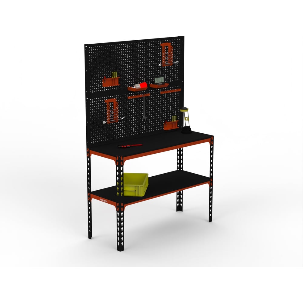 Изображение товара Стол-верстак ООО Металекс 950x1200x600 мм с полкой и перфопанелью черный