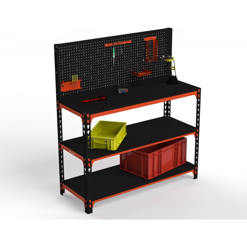 Изображение товара Стол-верстак ООО Металекс 950x1600x500 мм с полками и аксессуарами