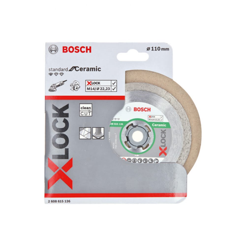 фото Диск алмазный standard for ceramic x-lock (110х22.2 мм) bosch 2608615136