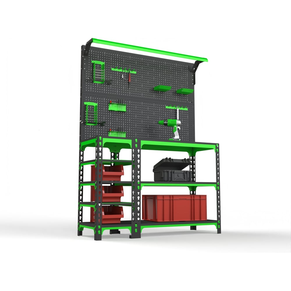 Изображение товара Верстак Металекс серия SUN с боковыми полками 950x1600x600 мм