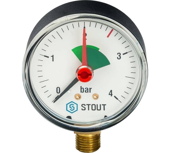 Изображение товара Манометр STOUT радиальный с указателем предела, корпус Dn 50 мм 1/4, 0...4 бар, кл.2.5 SIM-1008-500408 RG0094NU9EUEFG