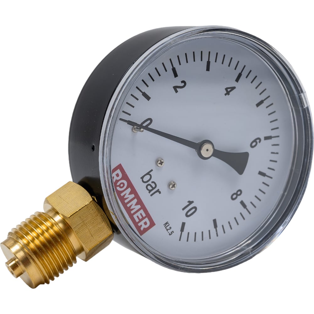 Изображение товара Манометр ROMMER радиальный 80 мм 0...10 бар, точность 2.5