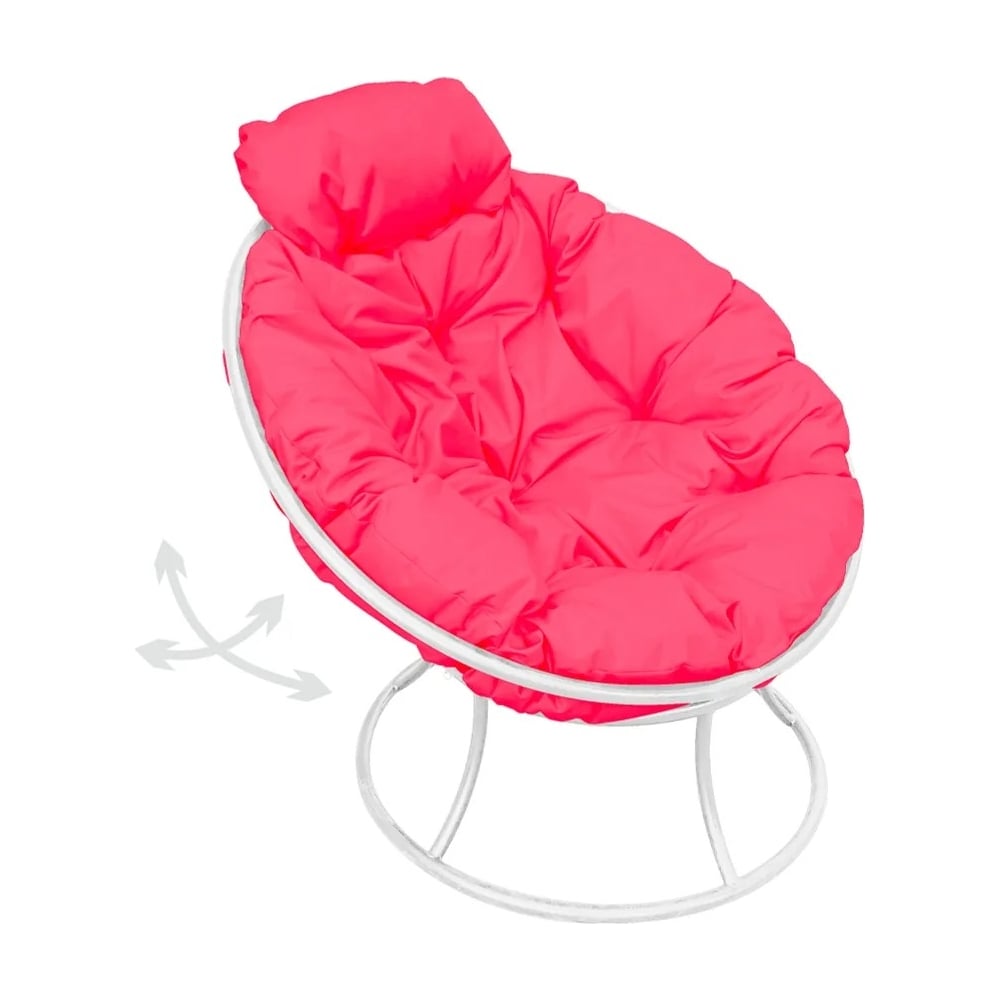 Изображение товара Кресло M-GROUP ПАПАСАН, сталь, оксфорд, бело-розовое, высота 770 мм