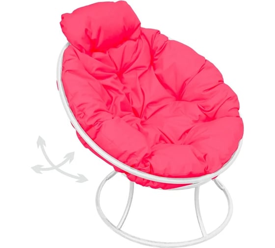 Изображение товара Кресло M-GROUP ПАПАСАН пружинка мини без ротанга белое, розовая подушка 12080108