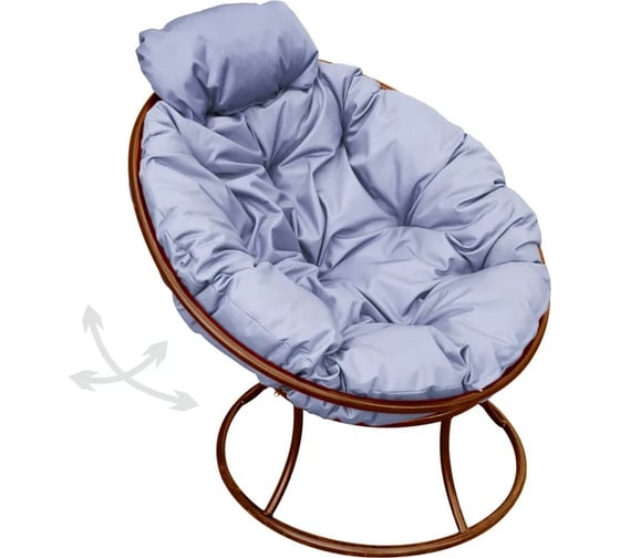 Изображение товара Кресло M-GROUP ПАПАСАН пружинка мини без ротанга коричневое, серая подушка 12080209