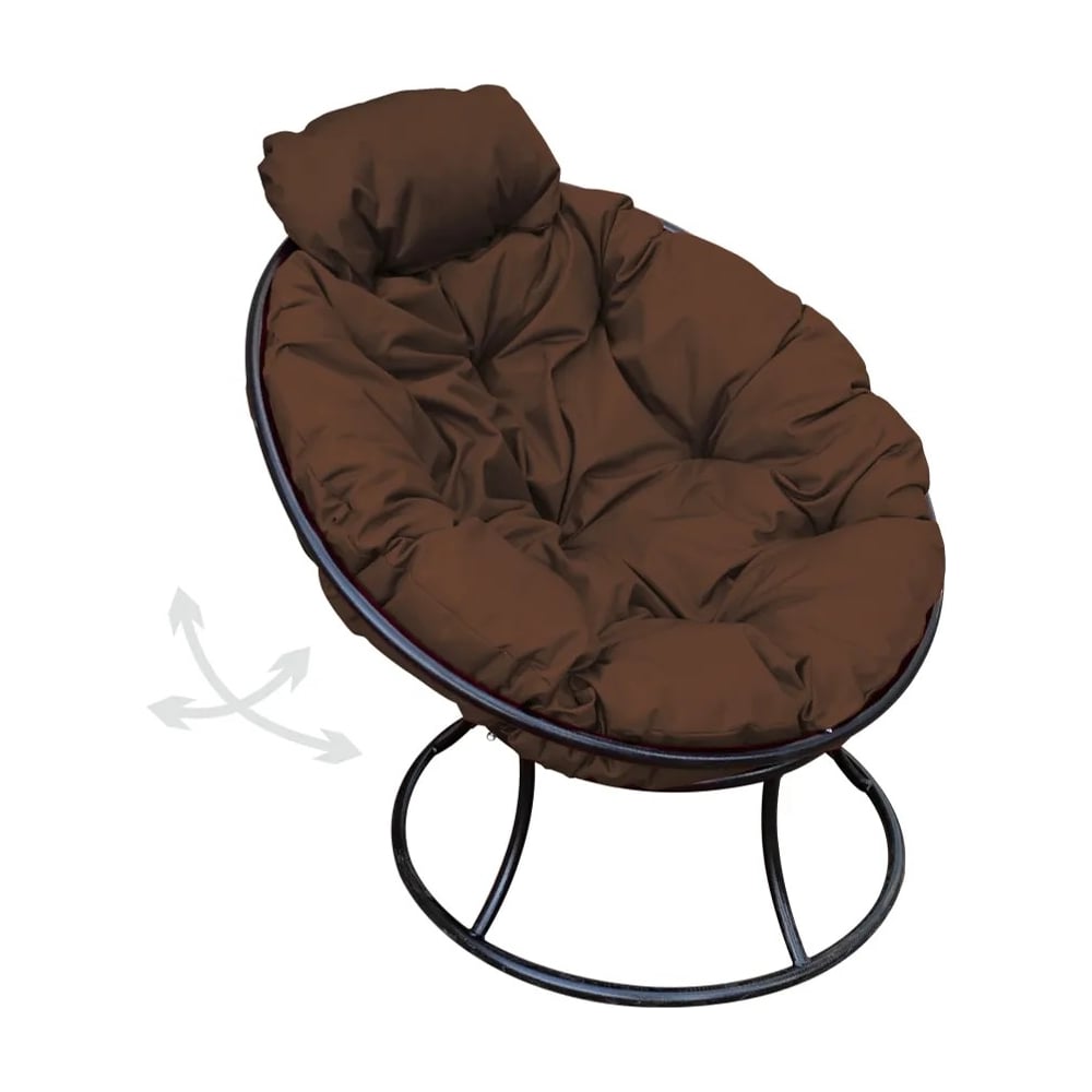 Изображение товара Кресло M-GROUP ПАПАСАН с черным каркасом и коричневой подушкой