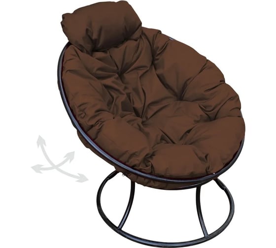 Изображение товара Кресло M-GROUP ПАПАСАН пружинка мини без ротанга чёрное, коричневая подушка 12080405