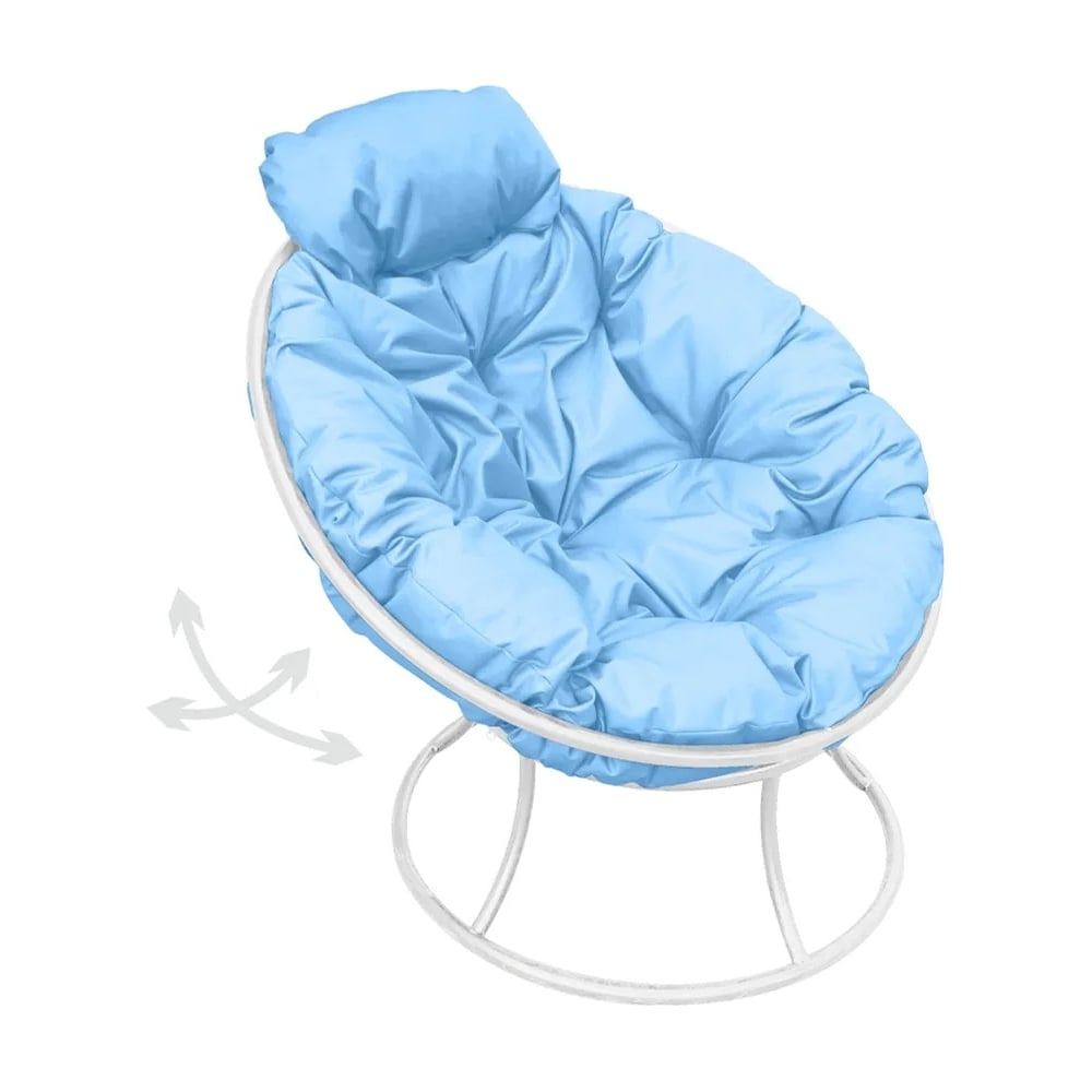 Изображение товара Кресло M-GROUP ПАПАСАН пружинка мини белое с голубой подушкой