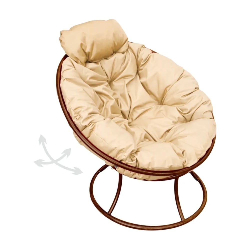 Изображение товара Кресло M-GROUP ПАПАСАН с пружинкой мини без ротанга коричневое бежевое