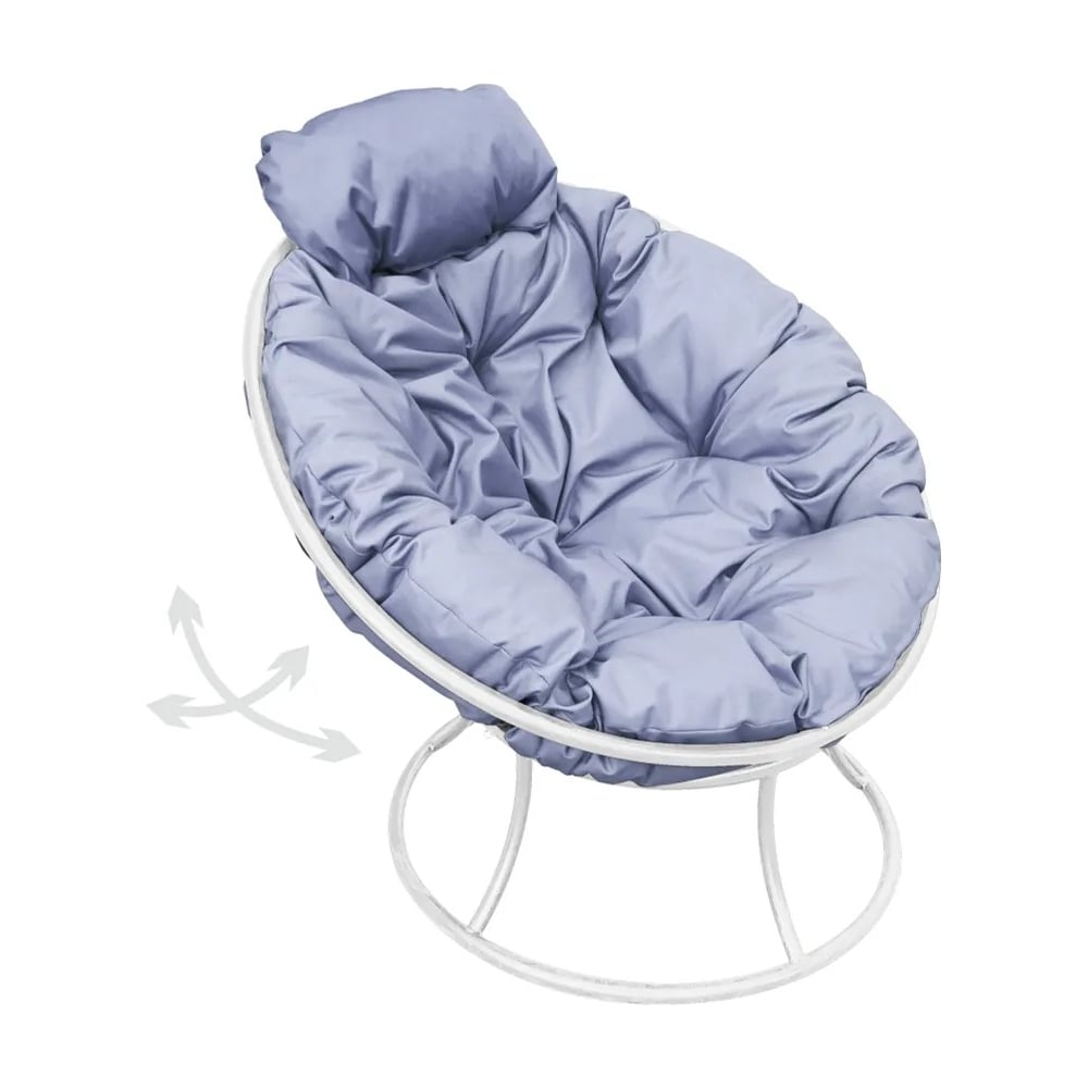 Изображение товара Кресло M-GROUP ПАПАСАН пружинка мини без ротанга белое с серой подушкой