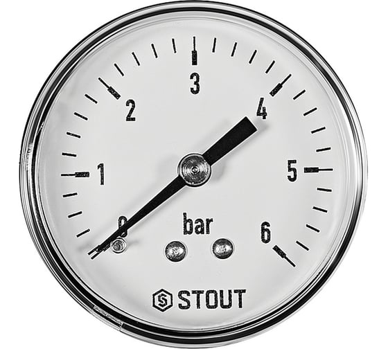 Изображение товара Манометр аксиальный STOUT, корпус Dn 50 мм 1/4, 0...6 бар, кл.2.5 SIM-1009-500608 RG0094NU9EUEFI