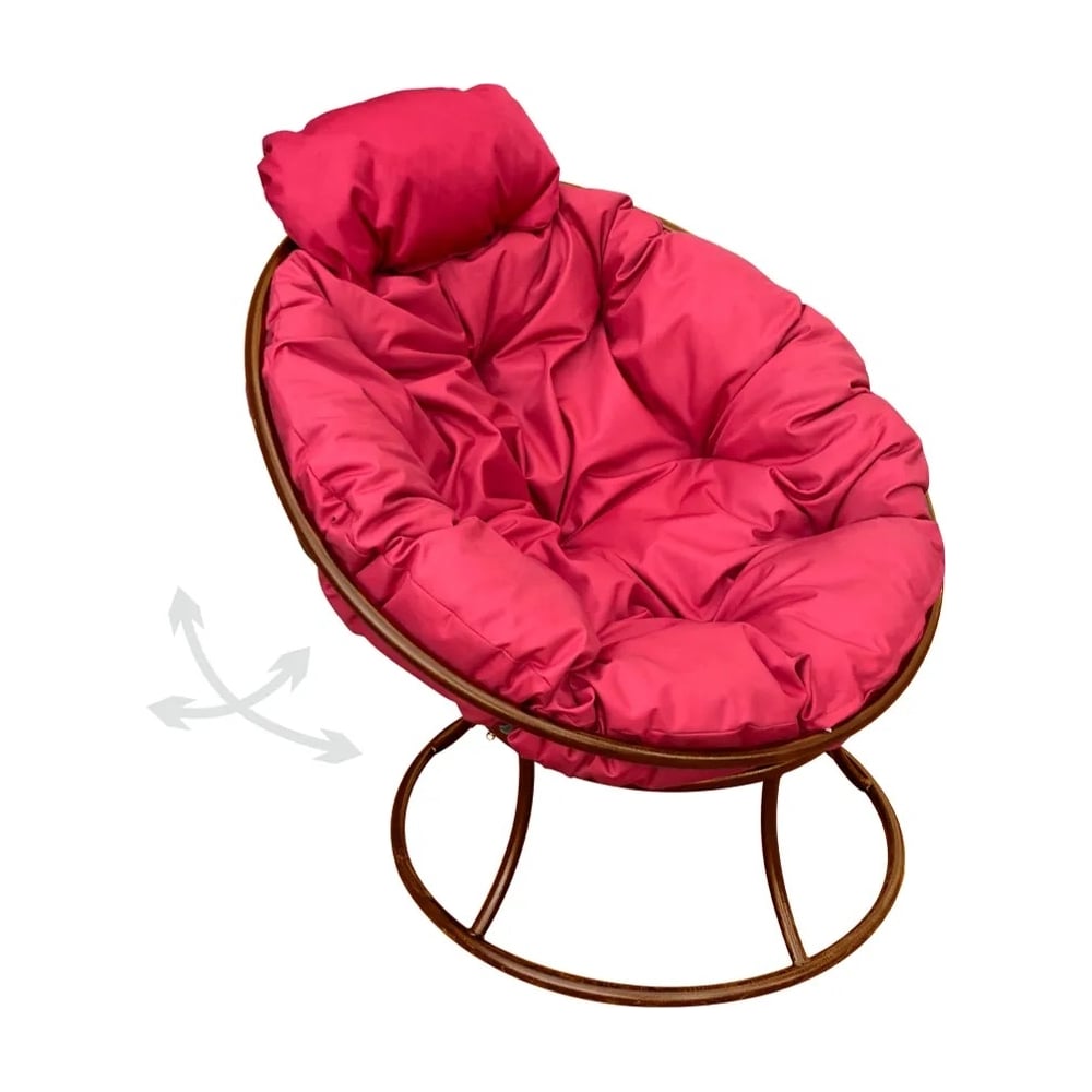 Изображение товара Кресло М-GROUP ПАПАСАН пружинка мини без ротанга коричневое с красной подушкой