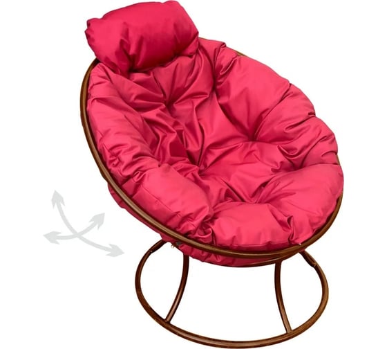 Изображение товара Кресло M-GROUP ПАПАСАН пружинка мини без ротанга коричневое, красная подушка 12080206