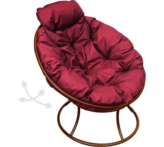 Изображение товара Кресло M-GROUP ПАПАСАН пружинка мини без ротанга коричневое, бордовая подушка 12080202