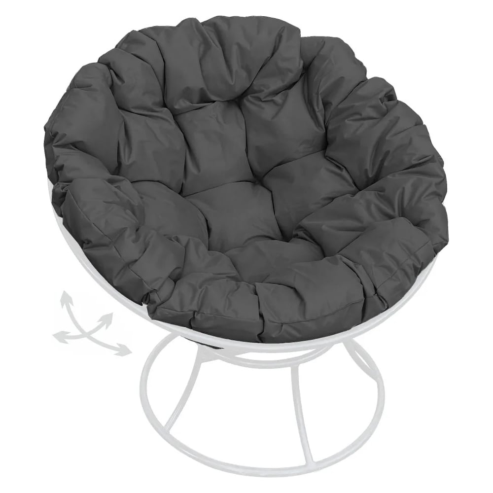 Изображение товара Кресло M-GROUP ПАПАСАН пружинка белое с серой подушкой, изоксфорд и стали