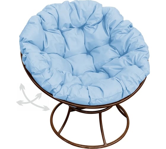 Изображение товара Кресло M-GROUP ПАПАСАН пружинка без ротанга коричневое, голубая подушка 12040203