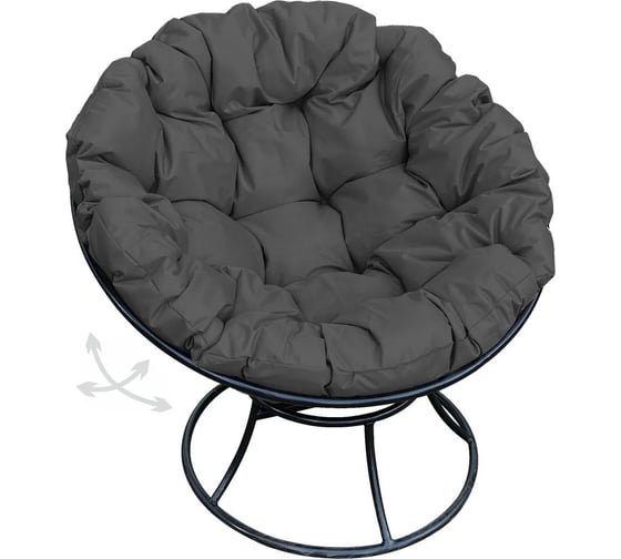 Изображение товара Кресло M-GROUP ПАПАСАН пружинка без ротанга чёрное, серая подушка 12040409