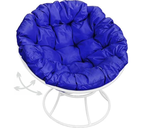 Изображение товара Кресло M-GROUP ПАПАСАН пружинка без ротанга белое, синяя подушка 12040110