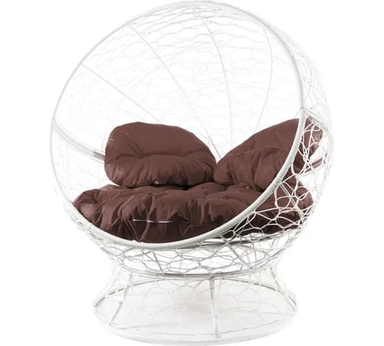 Изображение товара Кресло M-GROUP АПЕЛЬСИН с ротангом белое, коричневая подушка 11520105