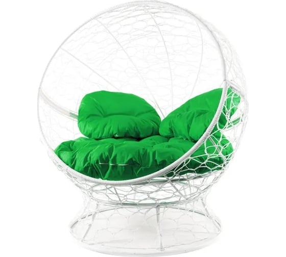 Изображение товара Кресло M-GROUP АПЕЛЬСИН с ротангом белое, зелёная подушка 11520104