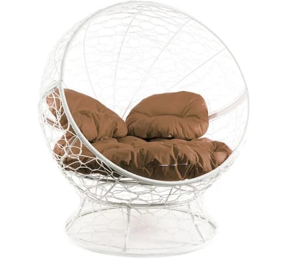 Изображение товара Кресло M-GROUP АПЕЛЬСИН с ротангом белое, бежевая подушка 11520101